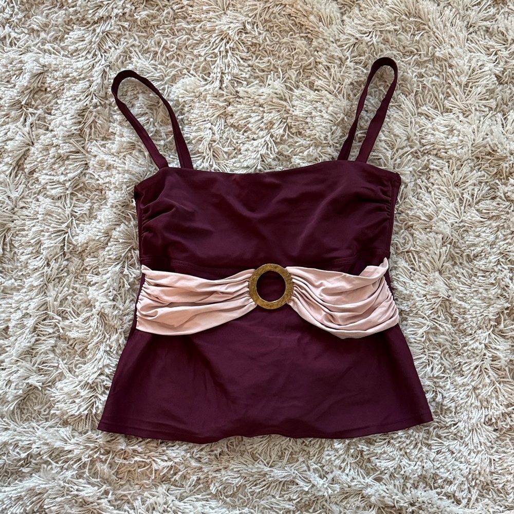By Vix Hermanny Underwire Burgundy & Pink Swim Top